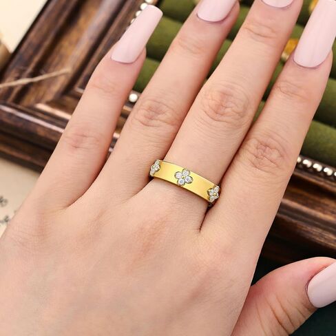 Moissanite Four Leaf Clover Wedding Bands for Women Stackable Wedding Rings for Her 925 Sterling Silver Engagement Promise Eternity Anniversary Size 5-10 in Kuwait