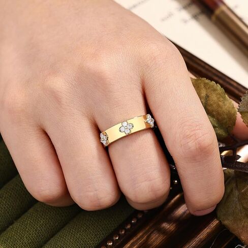 Moissanite Four Leaf Clover Wedding Bands for Women Stackable Wedding Rings for Her 925 Sterling Silver Engagement Promise Eternity Anniversary Size 5-10 in Kuwait