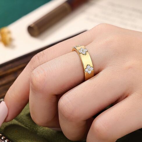 Moissanite Four Leaf Clover Wedding Bands for Women Stackable Wedding Rings for Her 925 Sterling Silver Engagement Promise Eternity Anniversary Size 5-10 in Kuwait