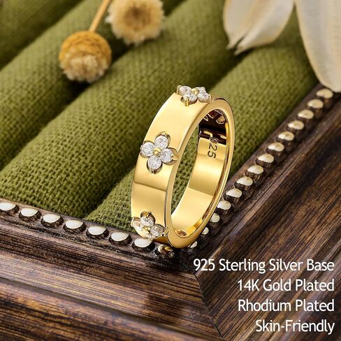 Moissanite Four Leaf Clover Wedding Bands for Women Stackable Wedding Rings for Her 925 Sterling Silver Engagement Promise Eternity Anniversary Size 5-10 in Kuwait