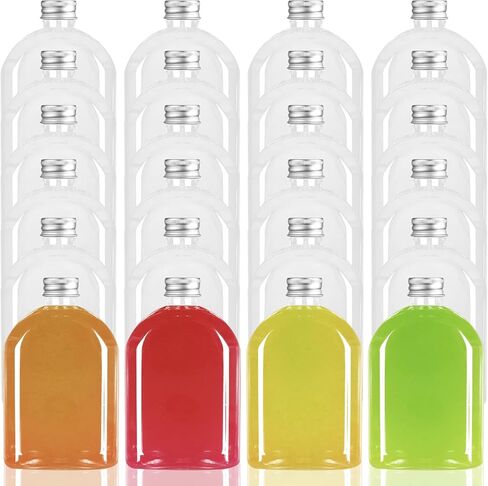 Plastic Bottles with Caps,24 Pack Clear Juice Bottles Flask Bottle Reusable Mini Beverage Container,Clear Bulk Drink Containers with Lids for Juicing, Smoothie, Drinking and Other Beverages (10 Oz) in Kuwait