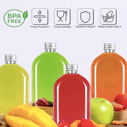 Plastic Bottles with Caps,24 Pack Clear Juice Bottles Flask Bottle Reusable Mini Beverage Container,Clear Bulk Drink Containers with Lids for Juicing, Smoothie, Drinking and Other Beverages (10 Oz) in Kuwait