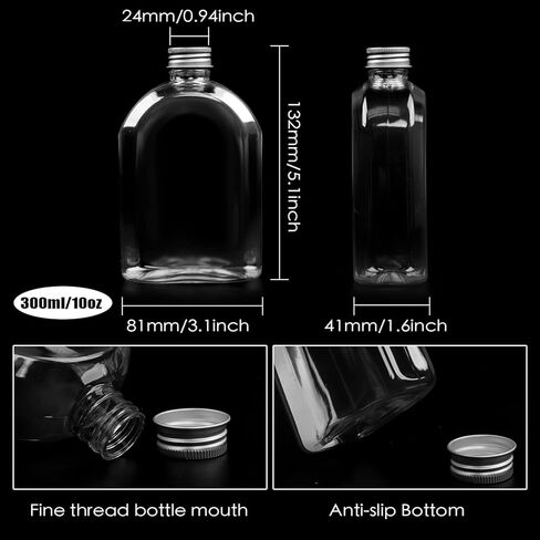 Plastic Bottles with Caps,24 Pack Clear Juice Bottles Flask Bottle Reusable Mini Beverage Container,Clear Bulk Drink Containers with Lids for Juicing, Smoothie, Drinking and Other Beverages (10 Oz) in Kuwait