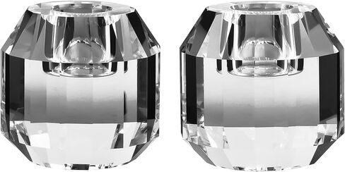 kitCom Crystal Candle Holders Set of 2, 2.36" Crystal Candlestick Holders, Crystal Taper Candle Holders for Table Wedding Housewarming Gifts Deco in Kuwait