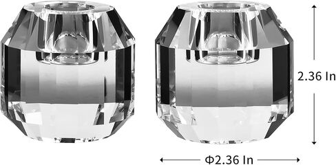 kitCom Crystal Candle Holders Set of 2, 2.36" Crystal Candlestick Holders, Crystal Taper Candle Holders for Table Wedding Housewarming Gifts Deco in Kuwait