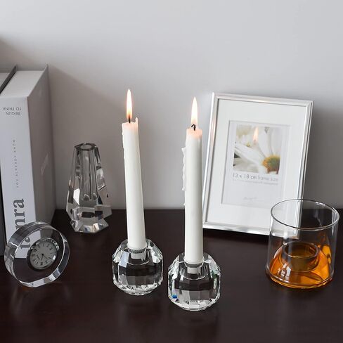 kitCom Crystal Candle Holders Set of 2, 2.36" Crystal Candlestick Holders, Crystal Taper Candle Holders for Table Wedding Housewarming Gifts Deco in Kuwait