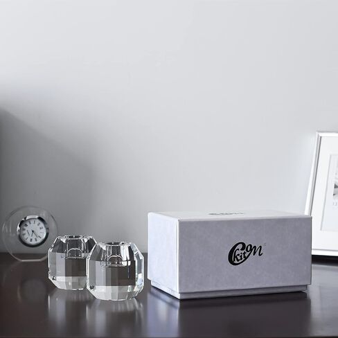 kitCom Crystal Candle Holders Set of 2, 2.36" Crystal Candlestick Holders, Crystal Taper Candle Holders for Table Wedding Housewarming Gifts Deco in Kuwait