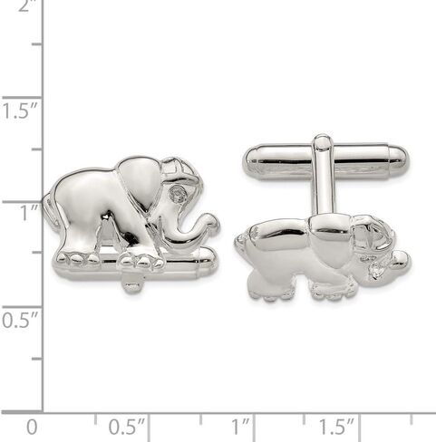 925 Sterling Silver Cubic Zirconia Elephant Cuff Links in Kuwait