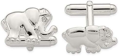 925 Sterling Silver Cubic Zirconia Elephant Cuff Links in Kuwait