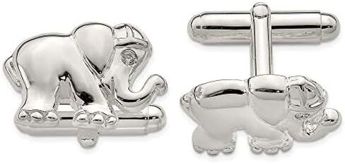 925 Sterling Silver Cubic Zirconia Elephant Cuff Links in Kuwait