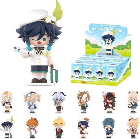 POP MART Genshin Impact Dress-Up Dreams Themed Chibi Series Figures, Genshin Impact Blind Box Figures, Random Design Action Figures Collectible Toys Home Decorations,Birthday Gifts, Single Box in Kuwait