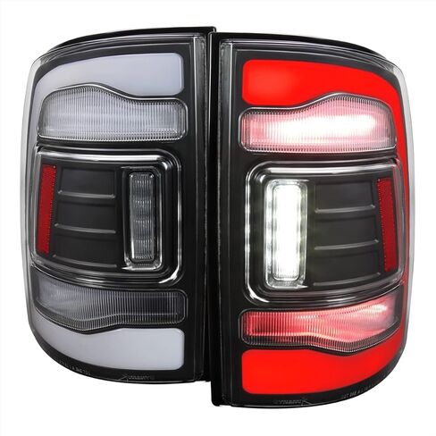 SPEC-D TUNING Black Smoke LED Tail Lights w/Red LED Light Bar Compatible with 2009-2018 Dodge Ram 1500/2500/3500, Left + Right Pair Assembly in Kuwait