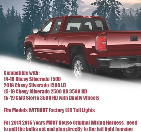 CROSSDESIGN Rear Tail Lights Assembly Red Lens Right Passenger Side Compatible With 2016-2019 Chevy Silverado 1500 2500HD, Fit GMC Sierra 3500HD in Kuwait