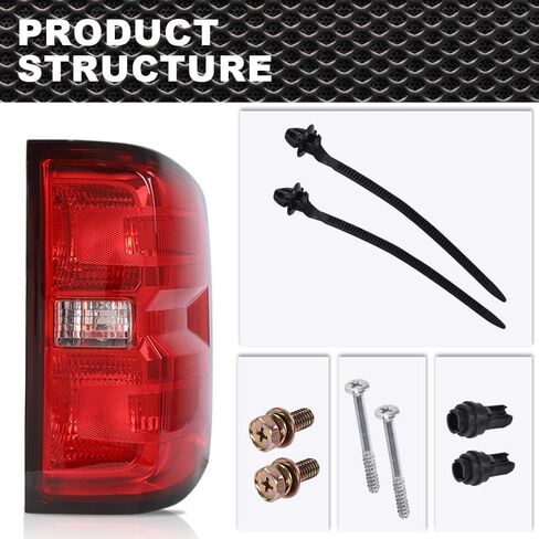 CROSSDESIGN Rear Tail Lights Assembly Red Lens Right Passenger Side Compatible With 2016-2019 Chevy Silverado 1500 2500HD, Fit GMC Sierra 3500HD in Kuwait