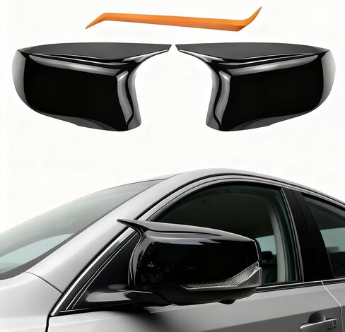 Gloss Black Side Mirror Caps for Accessories, Carbon Fiber Side Mirror Caps Compatible with in-finiti Q50 Q60 Accessories Replace for 963744GAOH 963734GAOH in Kuwait