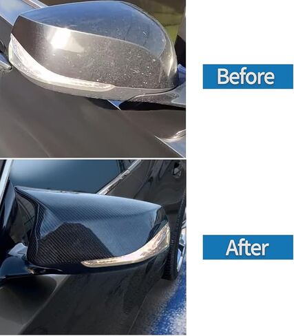 Gloss Black Side Mirror Caps for Accessories, Carbon Fiber Side Mirror Caps Compatible with in-finiti Q50 Q60 Accessories Replace for 963744GAOH 963734GAOH in Kuwait