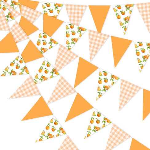 Orange Themed Party Bunting Banner Pre-Strung Citrus Triangle Pennant Flags for Baby Shower, Birthday, Summer Fruit Party Decorations in Saudi Arabia