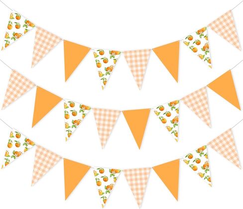 Orange Themed Party Bunting Banner Pre-Strung Citrus Triangle Pennant Flags for Baby Shower, Birthday, Summer Fruit Party Decorations in Saudi Arabia