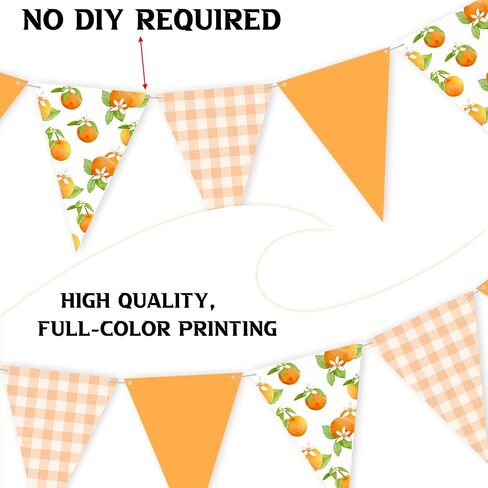 Orange Themed Party Bunting Banner Pre-Strung Citrus Triangle Pennant Flags for Baby Shower, Birthday, Summer Fruit Party Decorations in Saudi Arabia