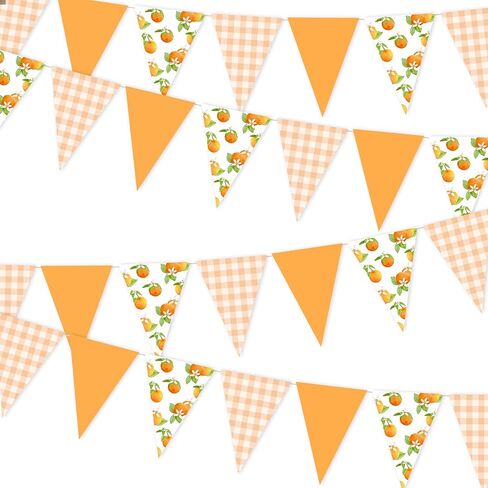 Orange Themed Party Bunting Banner Pre-Strung Citrus Triangle Pennant Flags for Baby Shower, Birthday, Summer Fruit Party Decorations in Saudi Arabia
