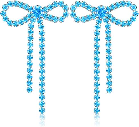 GPASTG داينتي شرابة طويلة سباركلي كريستال القوس عقدة استرخى انخفاض القرط خفيفة الوزن لامعة حجر الراين قرط الاذن المرصع للنساء in Kuwait