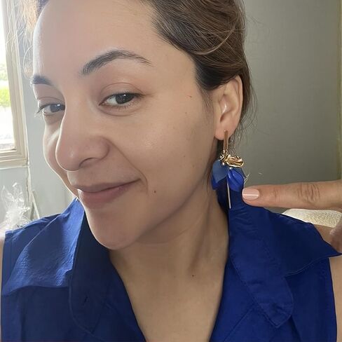 Royal Blue Flower Earrings for Women, Gold & Blue Elegant Dangle Earrings, Vintage Style Blue Earrings for Parties & Daily Wear in Kuwait