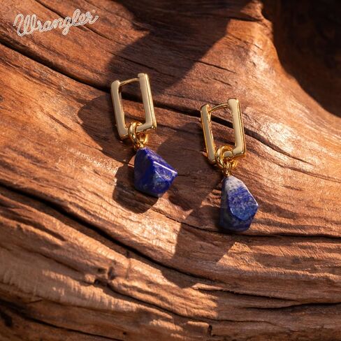 Montana West x Wrangler Natural Gemstone Dangle Earrings for Women Gold Plated Retro Huggie Lightweight Danity Trendy Jewelry in Saudi Arabia