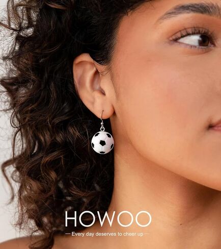 World Soccer Cup Earrings for Women, Football Sports Drop Dangle Earrings Silver Statement Earrings Jewelry for Womens Trendy in Saudi Arabia