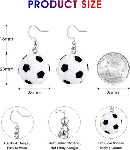 World Soccer Cup Earrings for Women, Football Sports Drop Dangle Earrings Silver Statement Earrings Jewelry for Womens Trendy in Saudi Arabia