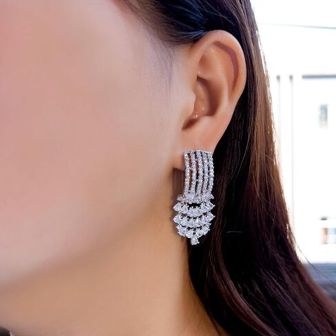 Luxury Cubic Zirconia Chandelier Drop Long Dangle Engagement Wedding Bridal Party Earrings For Women in Saudi Arabia