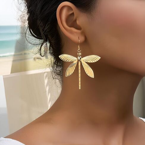 Dragonfly Earrings for Women Gold Dragonfly Dangle Drop Earrings Bug Insect Animal Earring Fashion Jewelry for Women Gift Charms in Saudi Arabia