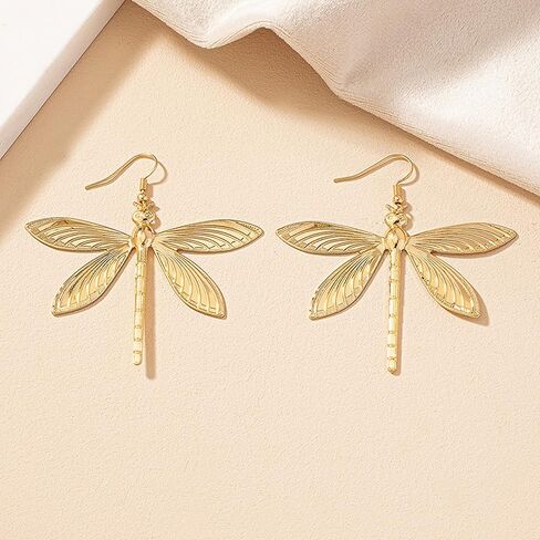 Dragonfly Earrings for Women Gold Dragonfly Dangle Drop Earrings Bug Insect Animal Earring Fashion Jewelry for Women Gift Charms in Saudi Arabia