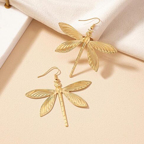 Dragonfly Earrings for Women Gold Dragonfly Dangle Drop Earrings Bug Insect Animal Earring Fashion Jewelry for Women Gift Charms in Saudi Arabia