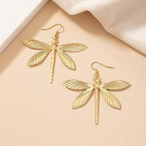 Dragonfly Earrings for Women Gold Dragonfly Dangle Drop Earrings Bug Insect Animal Earring Fashion Jewelry for Women Gift Charms in Saudi Arabia