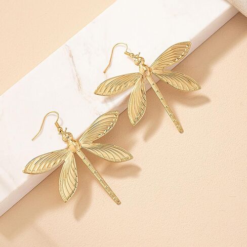 Dragonfly Earrings for Women Gold Dragonfly Dangle Drop Earrings Bug Insect Animal Earring Fashion Jewelry for Women Gift Charms in Saudi Arabia