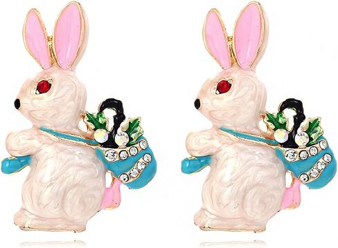 Easter Earrings Colorful Rabbit Bunny Egg Earrings Dangle Funny Dripping Oil Festival Earrings for Women in Kuwait
