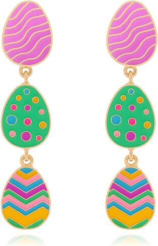 Easter Earrings Colorful Rabbit Bunny Egg Earrings Dangle Funny Dripping Oil Festival Earrings for Women in Saudi Arabia