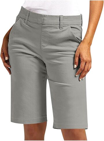 المرأة تشينو السراويل 9/10 بوصة Inseam تمتد طول الركبة برمودا السراويل في الهواء الطلق المشي لمسافات طويلة الصيف السراويل مع جيوب in Saudi Arabia