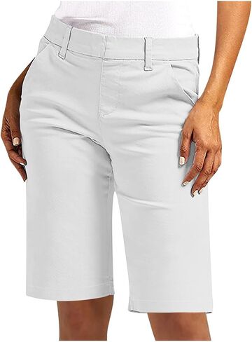 Womens Chino Shorts 9/10 Inch Inseam Stretch Knee Length Bermuda Shorts Outdoor Hiking Summer Pants with Pockets in Saudi Arabia