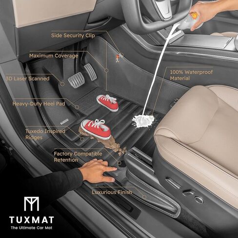 TuxMat - for Chevrolet Colorado Crew Cab 2023-2026 Models - Custom Car Mats - Maximum Coverage, All Weather, Laser Measured - This Full Set Includes 1st and 2nd Rows in Kuwait