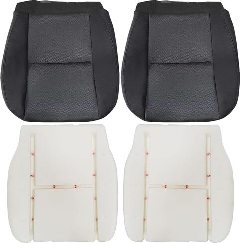 GXARTS Cloth Front Driver and Passenger Side Bottom Seat Cover & Both Bottom Foam Cushion Replacement Black #19C Fit for Chevy Silverado Avalanche Suburban Tahoe GMC Sierra Yukon 2007-2014 in Saudi Arabia