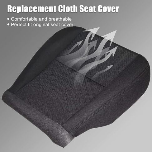 GXARTS Cloth Front Driver and Passenger Side Bottom Seat Cover & Both Bottom Foam Cushion Replacement Black #19C Fit for Chevy Silverado Avalanche Suburban Tahoe GMC Sierra Yukon 2007-2014 in Saudi Arabia