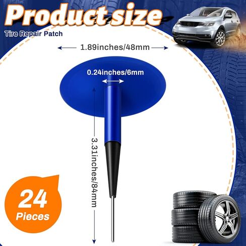 Frienda 24 Pcs Tire Patches Kit 3/8" x 2 3/8" Rubber Tire Repair Patch Mushroom Plug Kit Rubber Puncture Repair Plug for Car Motorcycle Truck Bus in Kuwait