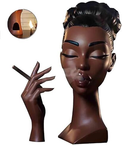 Head Incense Burner Black Woman-Cool Stuff for Interior Decoration Novelty Incense Holders Black Women Smoking Aromatherapy. （Blackwomen1, Small） in Saudi Arabia