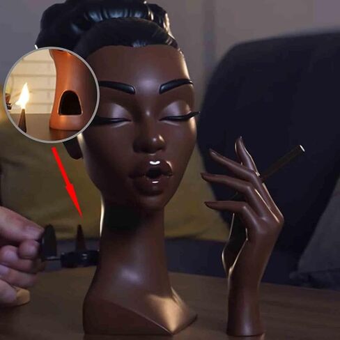 Head Incense Burner Black Woman-Cool Stuff for Interior Decoration Novelty Incense Holders Black Women Smoking Aromatherapy. （Blackwomen1, Small） in Saudi Arabia