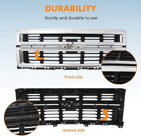 KARPAL Front Upper Grille Assembly W/Chrome Surround Frame Compatible with 2014 2015 Chevrolet Silverado 1500, Replacement 23259621 GM1200714 in Saudi Arabia