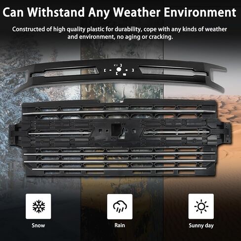 شبكة المصد الأمامي مع شريط تقليم زخرفي متوافق مع 2019 2020 2021 تشيفي شيفروليه سيلفرادو 1500 بيك اب شبكة أمامية من الكروم مع مجموعة حواف سوداء in Kuwait