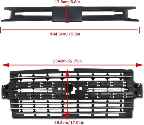 شبكة المصد الأمامي مع شريط تقليم زخرفي متوافق مع 2019 2020 2021 تشيفي شيفروليه سيلفرادو 1500 بيك اب شبكة أمامية من الكروم مع مجموعة حواف سوداء in Kuwait