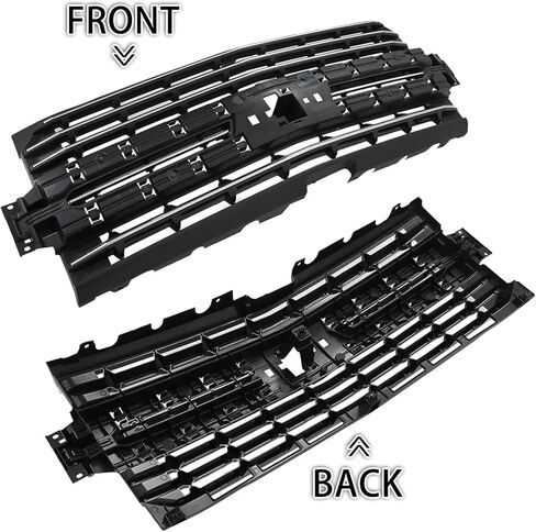 شبكة المصد الأمامي مع شريط تقليم زخرفي متوافق مع 2019 2020 2021 تشيفي شيفروليه سيلفرادو 1500 بيك اب شبكة أمامية من الكروم مع مجموعة حواف سوداء in Kuwait