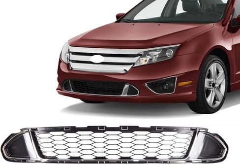JX RACING Front Bumper Lower Grille with Chrome Molding Trim Grill Assembly Compatible with Ford Fusion Sport 2010 2011 2012 AE5Z8200DB FO1036126 in Kuwait